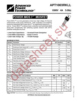 APT1003RKLLG datasheet  